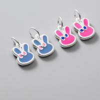925 Sterling Silver Pendant, Rabbit, epoxy gel, DIY, more colors for choice, 12.70x9.30x3mm, Sold By PC