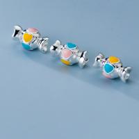 925 Sterling Silver Beads, Candy, epoxy gel, DIY, multi-colored, 11.50x7mm, Sold By PC