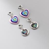 925 Sterling Silver Pendant Heart epoxy gel DIY multi-colored Sold By PC