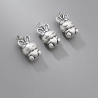 925 Sterling Silver Pendant Rabbit plated DIY silver color Sold By PC