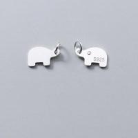 925 Sterling Silver Pendant, Elephant, plated, DIY, silver color, 5x8mm, Sold By PC