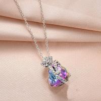 Zinc Alloy Jewelry Necklace, with Glass, fashion jewelry & with rhinestone, purple, nickel, lead & cadmium free, 50cm, Sold By PC