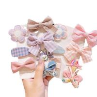 Cloth Children Hair Accessories, 7 pieces & Girl & bowknot design & different styles for choice, 40-80mm, Sold By Set