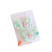 Cloth Children Hair Accessories, Butterfly, Embroidery, 2 pieces & Girl, more colors for choice, 60mm, Sold By Set