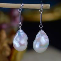 Orecchini perle d'acquadolci , perla d'acquadolce coltivata naturalmente, with 925 sterline d'argento, Naturale & gioielli di moda & per la donna, bianco, 20mm,13*20mm, Venduto da coppia