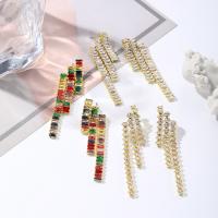 Zinc Alloy Oorbellen, plated, mode sieraden & voor vrouw & met zirkonia, meer kleuren voor de keuze, 68x18mm, Verkocht door pair
