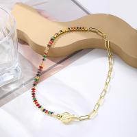 Messing Halskette, goldfarben plattiert, Modeschmuck & verschiedene Stile für Wahl & für Frau & mit kubischem Zirkonia, keine, verkauft von PC
