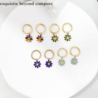 Titanium Steel  Earring, Flower, Vacuum Ion Plating, fashion jewelry & for woman & enamel, more colors for choice, nickel, lead & cadmium free, 15x30mm, Sold By Pair