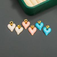 Brass Drop Earring, Heart, gold color plated, vintage & fashion jewelry & for woman & enamel, more colors for choice, nickel, lead & cadmium free, 18x25mm, Sold By Pair