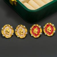 Messing Ohrstecker, mit Perlen, goldfarben plattiert, Vintage & Modeschmuck & für Frau & Emaille, keine, frei von Nickel, Blei & Kadmium, 20x23mm, verkauft von Paar