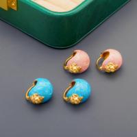 Messing Leverback Ohrring, goldfarben plattiert, Vintage & Modeschmuck & für Frau & Emaille, keine, frei von Nickel, Blei & Kadmium, 18x18mm, verkauft von Paar