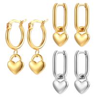 Huggie Hoop Drop Earring 304 Stainless Steel Heart Galvanic plating fashion jewelry & for woman Sold By Pair