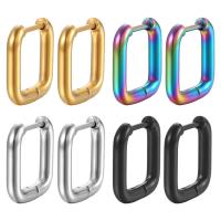 Mens Stainless Steel Hoop Earring, 304 rustfrit stål, Square, Galvanisk plettering, mode smykker & Unisex, flere farver til valg, 15x15mm, Solgt af par