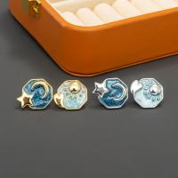 Brass Stud Earring Polygon plated vintage & fashion jewelry & for woman & enamel nickel lead & cadmium free Sold By Pair
