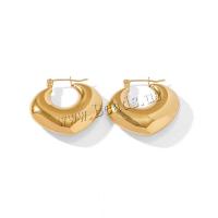 Stainless Steel Hoop Earring 304 Stainless Steel Galvanic plating fashion jewelry & for woman golden Sold By Pair