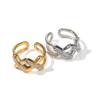 Kubni cirkonij nehrđajućeg Čelik Ring Finger, 304 nehrđajućeg čelika, modni nakit & micro utrti kubni cirkonij & za žene, više boja za izbor, Prodano By PC