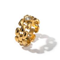 Rustfrit stål fingre Ringe, 304 rustfrit stål, 18K forgyldt, mode smykker & forskellig størrelse for valg & for kvinde, gylden, 10mm, Solgt af PC