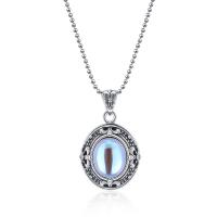 Brass Necklace with Moonstone with 1.97inch extender chain plated fashion jewelry & for woman nickel lead & cadmium free Length Approx 17.72 Inch Sold By PC