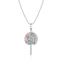 Cubic Zircon Micro Pave Brass Necklace, with 1.97inch extender chain, Lollipop, fashion jewelry & micro pave cubic zirconia & for woman, nickel, lead & cadmium free, 23x55mm, Length:Approx 17.72 Inch, Sold By PC