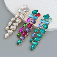 Tibetan Style Drop Earrings, with Glass Rhinestone, fashion jewelry & for woman, more colors for choice, nickel, lead & cadmium free, 93x26mm, Sold By Pair