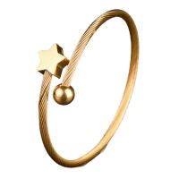 Bracelet en acier inoxydable, Acier inoxydable 304, étoile, Placage, bijoux de mode & pour femme, doré, Diamètre intérieur:Environ 55mm, Vendu par PC
