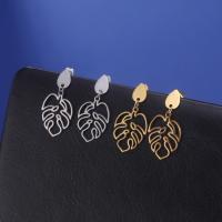 Stainless Steel Drop Earring 304 Stainless Steel Leaf Vacuum Ion Plating fashion jewelry & for woman Sold By Pair