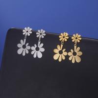 Stainless Steel Drop Earring 304 Stainless Steel Flower Vacuum Ion Plating fashion jewelry & for woman Sold By Pair