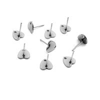 Stainless Steel Stud Earrings, 304 Stainless Steel, Heart, Vacuum Ion Plating, fashion jewelry & for woman, more colors for choice, 8x8x1mm, Hole:Approx 1.4mm, Approx 100PCs/Bag, Sold By Bag