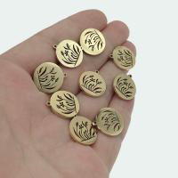 Stainless Steel Pendants 304 Stainless Steel Flat Round Vacuum Ion Plating DIY & hollow golden Approx 1.4mm Sold By PC
