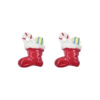 Mobile Phone DIY Decoration, Resin, Christmas Sock, epoxy gel, Christmas Design, red, 16x23mm, Approx 100PCs/Bag, Sold By Bag