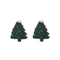Celular Kit DIY, resina, Árvore de Natal, Adesivo Epóxi, Design de Natal, verde, 18x25mm, Aprox 100PCs/Bag, vendido por Bag