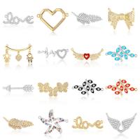 Cubic Zirconia Micro Pave Brass Connector, plated, DIY & different styles for choice & micro pave cubic zirconia & enamel & 1/1 loop, more colors for choice, nickel, lead & cadmium free, Sold By PC