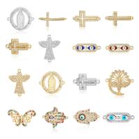 Cubic Zirconia Micro Pave Brass Connector, plated, DIY & different styles for choice & micro pave cubic zirconia & enamel & 1/2 loop, more colors for choice, nickel, lead & cadmium free, Sold By PC