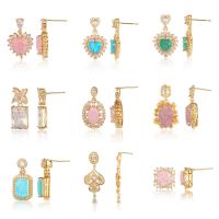 Cubic Zirconia Micro Pave Brass Earring, gold color plated, different styles for choice & micro pave cubic zirconia, more colors for choice, nickel, lead & cadmium free, Sold By Pair
