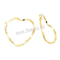 Brass Leverback Earring, Heart, plated, fashion jewelry, gold, nickel, lead & cadmium free, 50x2mm, Sold By Pair