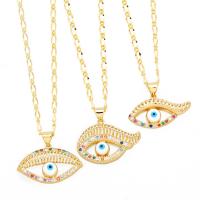 Evil Eye Jewelry Necklace, Brass, with 5cm extender chain, plated, fashion jewelry & different designs for choice & micro pave cubic zirconia & enamel, more colors for choice, nickel, lead & cadmium free, Length:45 cm, Sold By PC