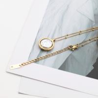 Edelstahl Schmuck Halskette, 304 Edelstahl, mit Kunststoff Perlen, mit Verlängerungskettchen von 5CM, plattiert, Modeschmuck & für Frau, Goldfarbe, frei von Nickel, Blei & Kadmium, Länge:ca. 39 cm, verkauft von PC