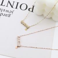Stainless Steel Jewelry Necklace, 304 Stainless Steel, with Cubic Zirconia, with 5cm extender chain, Alphabet Letter, plated, fashion jewelry & for woman, more colors for choice, nickel, lead & cadmium free, Length:Approx 40 cm, Sold By PC