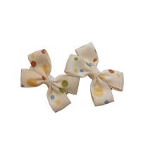 Alligator Hair Clip Polyester and Cotton with Iron Bowknot 2 pieces & for children beige 60mm Sold By Set