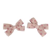 Alligator Hair Clip, Polyester and Cotton, with Iron, Bowknot, 2 pieces & for children, pink, 60mm, Sold By Set