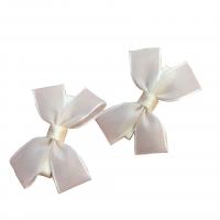 Alligator Hair Clip Spun Silk with Iron Bowknot 2 pieces & for children white 60mm Sold By Set
