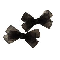 Alligator Hair Clip Spun Silk with Iron Bowknot 2 pieces & for children black 75mm Sold By Set