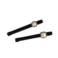 Alligator Hair Clip, Polyester and Cotton, with Plastic Pearl & Iron, Bowknot, different styles for choice & for woman, black, 80mm, Sold By PC