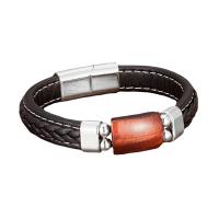 Bracelets cordon PU, cuir PU, avec pierre gemme & Acier inoxydable 304, Placage, unisexe & styles différents pour le choix, plus de couleurs à choisir, Longueur:Environ 21 cm, Vendu par PC