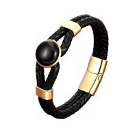 PU Leather Cord Bracelets, with Gemstone & 304 Stainless Steel, plated, Unisex & different styles for choice, more colors for choice, Sold By PC