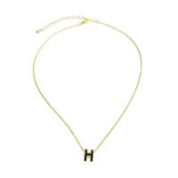 Zinc Alloy smykker halskæde, med 5CM extender kæde, Bogstavet H, forgyldt, for kvinde & emalje, flere farver til valg, Længde Ca. 45 cm, Solgt af PC
