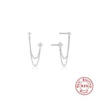 925 Sterling Silver Thread Through Earrings, fashion jewelry & for woman & with rhinestone, more colors for choice, nickel, lead & cadmium free, Sold By Pair