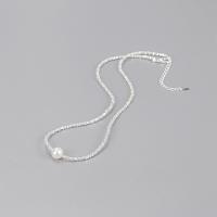925 Sterling Silver Necklaces with Freshwater Pearl with 5cm extender chain fashion jewelry & for woman nickel lead & cadmium free Length Approx 40 cm Sold By PC
