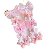 Cloth Children Hair Accessories with Plastic 10 pieces & Girl & bowknot design 40-70mm Sold By Set