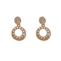 Tibetan Style Drop Earring, Geometrical Pattern, gold color plated, for woman & with rhinestone & hollow, 18x30mm, Sold By Pair